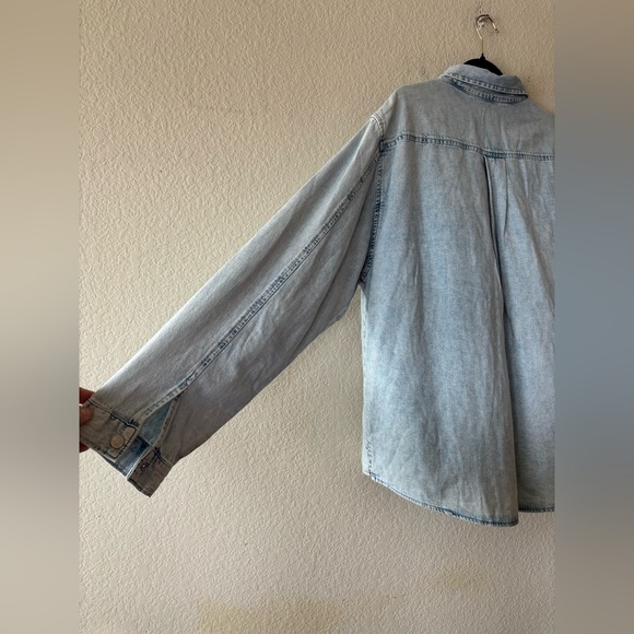 FRAME designer snap button down Cotton Denim long sleeve‎ shirt XXL - Picture 8 of 9